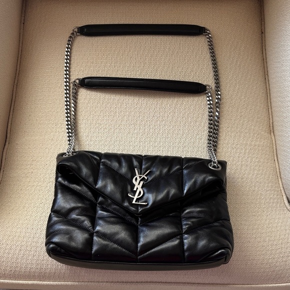 Yves Saint Laurent Black Quilted Shoulder Bag with Silver Accents - Picture 2 of 4